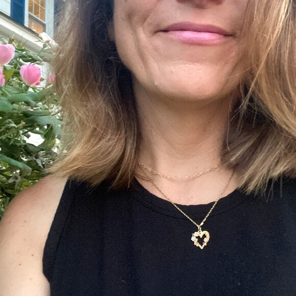 Vintage 14K Black Hills Gold Floral Heart Pendant - Picture 6 of 6